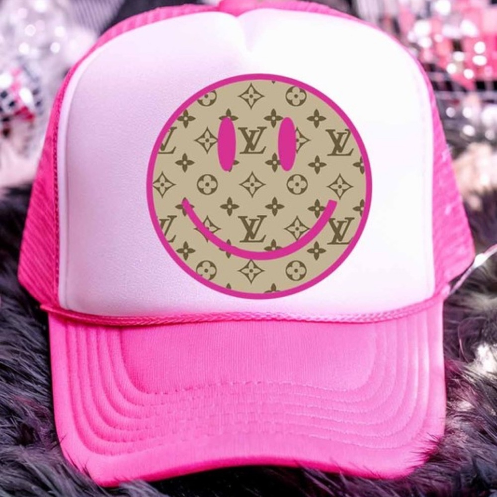 Pink Smiley Face Trucker Hat